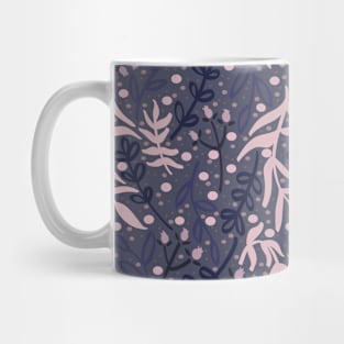 Botanicals and Dots - Hand Drawn Design - Pink, Grey, and Purple Mug